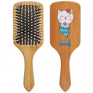 Деревянная массажная расческа для волос "КОТ-РУСАЛКА" BRADEX
