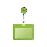 Карман для пропуска или бейджа из экокожи, горизонтальный с рулеткой Flexpocket
