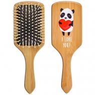 Деревянная массажная расческа для волос "ВЛЮБЛЕННАЯ ПАНДА" BRADEX