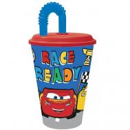 Стакан пластиковый с соломинкой и крышкой (спортивный, 430 мл). Тачки. Будет гонка! Stor