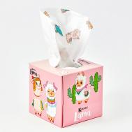 Салфетки бумажные косметические 3 слоя, с рисунком "Лама" KARTIKA