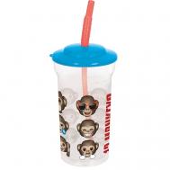 Стакан пластиковый с соломинкой и крышкой Эмодзи 12 обезьян Stor