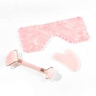 Набор массажер-роллер, гуаша и маска на глаза кварц Snip snap