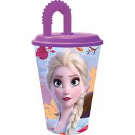 Стакан пластиковый с соломинкой и крышкой, спортивный, 430 мл. "Холодное сердце 2" Stor