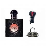 Парфюмерный набор Black Opium +Букет+Сумка 30 Yves Saint Laurent