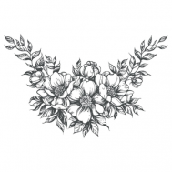 Временная Татуировка на зону декольте Нежные цветы PRINT FACTORY