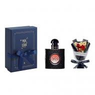 Парфюмерный набор Black Opium +Букет+Коробка 30 Yves Saint Laurent