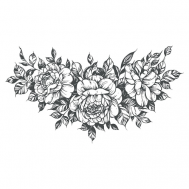 Временная татуировка на зону Декольте Пионы PRINT FACTORY