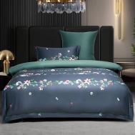 Постельное белье Diamond Сатин 1,5 Сп. 160x220 Demure Графит, зеленый Arya home collection