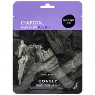 Тканевая маска для лица с древесным углём Facial Tissue Mask With Charcoal Extract 25 Consly