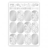 Слайдеры для ногтей P-137 Серебряный Змеиный принт Фольга Пик