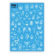 Слайдеры для ногтей P-128 Белые змеи и бабочки Пик