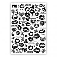 Слайдеры для ногтей P-143 Поцелуи черные Пик