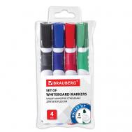Маркеры стираемые для белой доски НАБОР 4 ЦВЕТА, "SOFT" Brauberg
