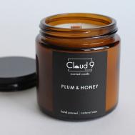 Свеча ароматическая в банке с древесным фитилём Plum&honey 120 CLOUD 9 HOME НА СЕДЬМОМ НЕБЕ ОТ АРОМАТОВ