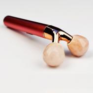 Вибромассажер гуаша для контура лица Дуэт Розовый кварц с USB-разъёмом CHIOS®