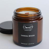 Свеча ароматическая в банке с древесным фитилём Sandalwood 120 CLOUD 9 HOME НА СЕДЬМОМ НЕБЕ ОТ АРОМАТОВ