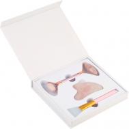 Ролик для массажа лица,подарочный набор,натуральный розовый кварц QUALIGO