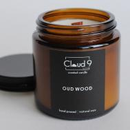 Свеча ароматическая в банке с древесным фитилём Oud wood 120 CLOUD 9 HOME НА СЕДЬМОМ НЕБЕ ОТ АРОМАТОВ
