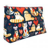 Косметичка женская большая дорожная из ткани "Синие коты" ALISSIROSSI
