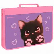 Папка на молнии А4 С РУЧКОЙ Отпечатки лап Brauberg