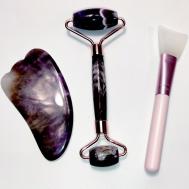 Набор для гуаша  ролик + лапка + кисть в подарочной упаковке Аметист CHIOS®