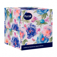 Салфетки бумажные многослойные белые в коробке нон-стоп Premial