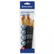 Кисти синтетика  НАБОР 10шт, черные Brauberg