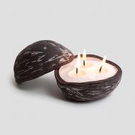 Свеча авторская в кокосе из керамики LA PALME ARTISAN CERAMICA