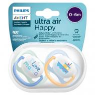 Пустышка силиконовая Ultra Air Happy, 0-6 месяцев Philips