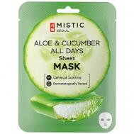 Тканевая маска для лица с экстрактами огурца и алоэ Aloe & Cucumber All Days Sheet Mask 24 MISTIC