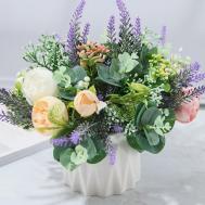 Цветы в горшке. Цветочная композиция из искусственных цветов ЛЬНЯНКА HOME