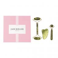 Ролик для массажа лица,подарочный набор,натуральный камень цвет нефрит QUALIGO