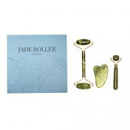 Ролик для массажа лица,подарочный набор,натуральный камень цвет нефрит QUALIGO