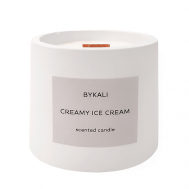 Свеча ароматическая "Сливочное мороженое" с деревянным фитилем в камне 120 BYKALI