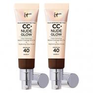 Тональный крем с сияющим финишем Nude Glow CC Cream Duo SPF40, 2 шт IT Cosmetics