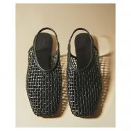 Плетеные кожаные балетки на ремешках-босоножках ZARA HOME