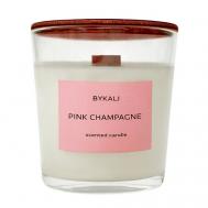 Свеча ароматическая "Розовое шампанское" с деревянным фитилем в стакане с крышкой 200 BYKALI