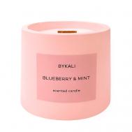 Свеча ароматическая "Черника и Мята" с деревянным фитилем в камне 120 BYKALI