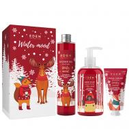 Подарочный набор новогодний Крем для рук + Жидкое мыло для рук + Гель для душа Winter mood RED Eden