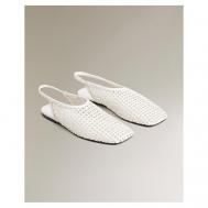 Плетеные кожаные балетки на ремешках-босоножках ZARA HOME