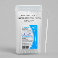 Пластиковые зубочистки (ТИП Б). Зубочистки широкие №1 с Ершиком (3 мм). ЧИСТЫЙ ЗУБ