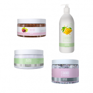 Набор  4в1 Гель "Манго"+Скраб "Детокс"+Соль с лавандой + Маска"Увлажнение и питание" DREAM NATURE