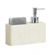 Дозатор для моющего средства и мыла с подставкой для губки "Kitchen", кухонный диспенсер DENEZO