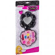 Набор декоративной косметики Eva Moda "Косметичка-цветок" черная с зеркальцем Bondibon