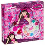 Набор декоративной косметики Eva Moda "Косметичка круглая" розовая 2 уровня 3 помады Bondibon