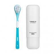 Набор двойной скребок и гель для чистки языка голубой Delicate Cleaning EMRA