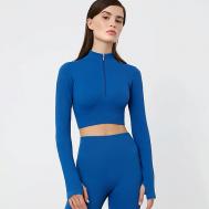 Лонгслив на молнии синего цвета 2Mood