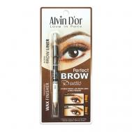 Профессиональный дуэт для бровей карандаш + воск Brow Perfect Alvin D'or