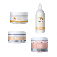 НАБОР 4 в 1:Гель"Кокос"Скраб"Питательный" Соль с розой Маска"Оздоровление и увлажнение" DREAM NATURE